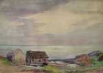 Watercolor by Henry W. Rice: Fisherman's Cottages, Ogunquit [Maine], represented by Childs Gallery