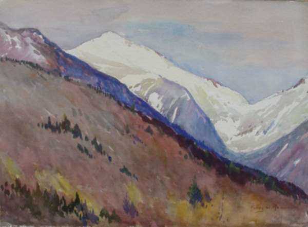 Watercolor by Henry W. Rice: Mt. Adams and Jefferson's Knee [New Hampshire], represented by Childs Gallery