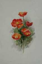 Watercolor by Henry W. Rice: Poppies, represented by Childs Gallery