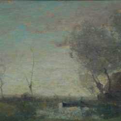 Painting by Henry Ward Ranger: [The Crescent Moon at Dawn], represented by Childs Gallery