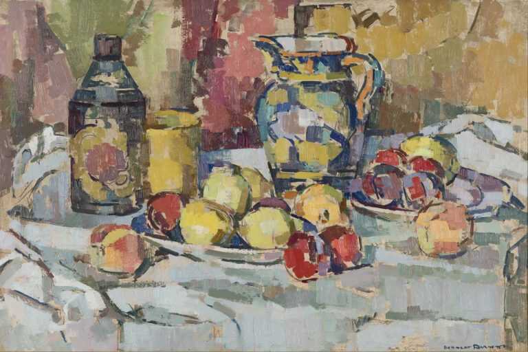 Painting By Herbert Barnett: Compote And Blue Pitcher At Childs Gallery