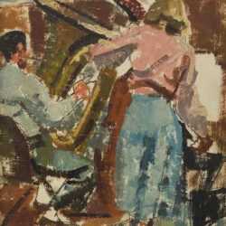 Painting By Herbert Barnett: Double Bass And Tuba At Childs Gallery