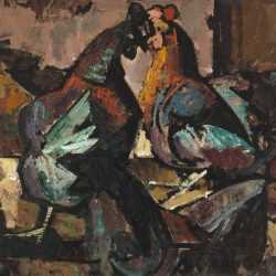 Painting By Herbert Barnett: Hens In Sunlight At Childs Gallery