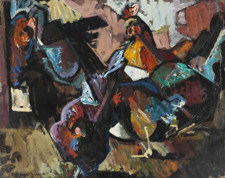 Painting By Herbert Barnett: Hens, No. 2 At Childs Gallery