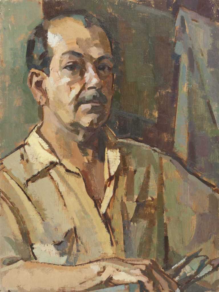 Painting By Herbert Barnett: Self Portrait At Childs Gallery