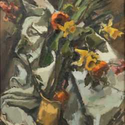 Painting By Herbert Barnett: Still Life With Daffodils And Poppies At Childs Gallery