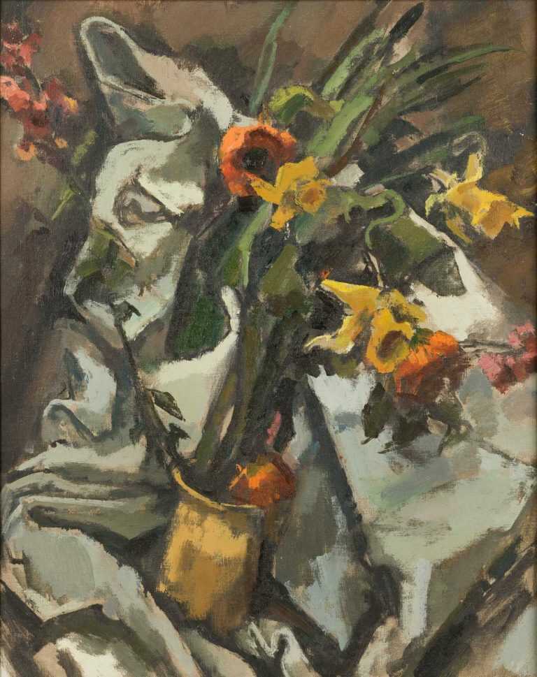Painting By Herbert Barnett: Still Life With Daffodils And Poppies At Childs Gallery
