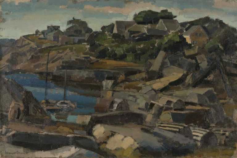 Painting By Herbert Barnett: The Harbor (pigeon Cove, Rockport Ma) At Childs Gallery