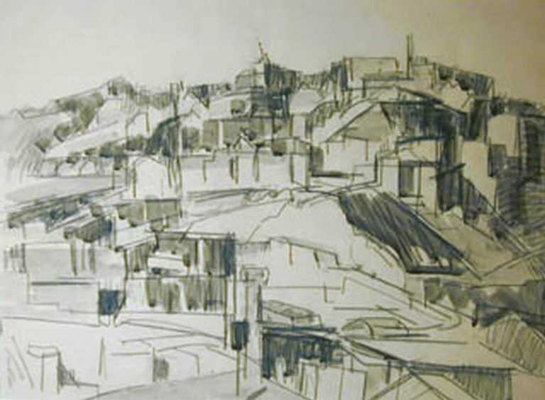 Drawing By Herbert Barnett: View Of Mt. Adams At Childs Gallery