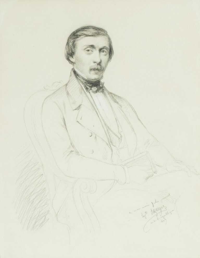 Drawing by Hippolyte Lazerges: Portrait d'homme, available at Childs Gallery, Boston