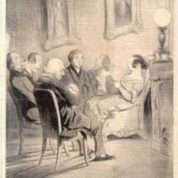Print by Honore Daumier: Lecture du Moniteur (Reading of the Moniteur), represented by Childs Gallery