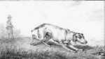 Print by Horace Vernet: Chien en arret, represented by Childs Gallery