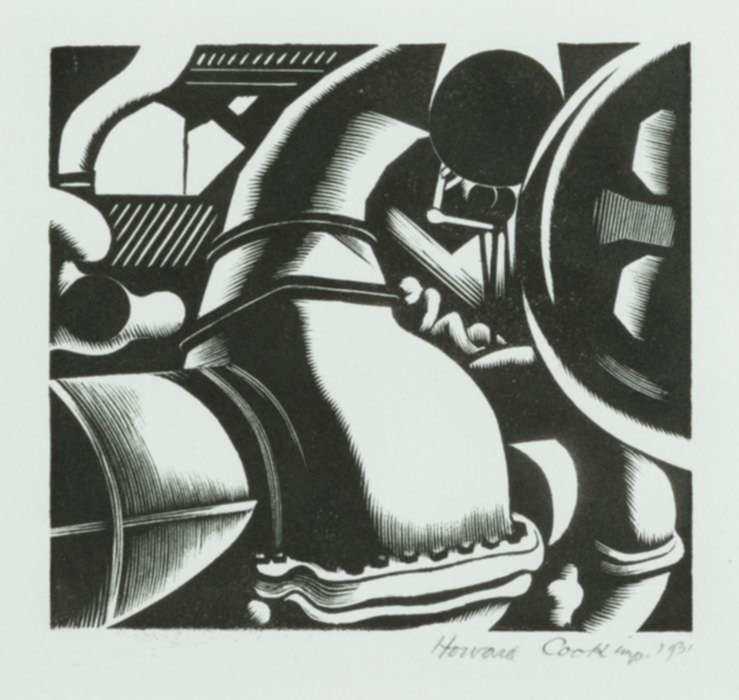 Print by Howard Cook: Engine Room, represented by Childs Gallery