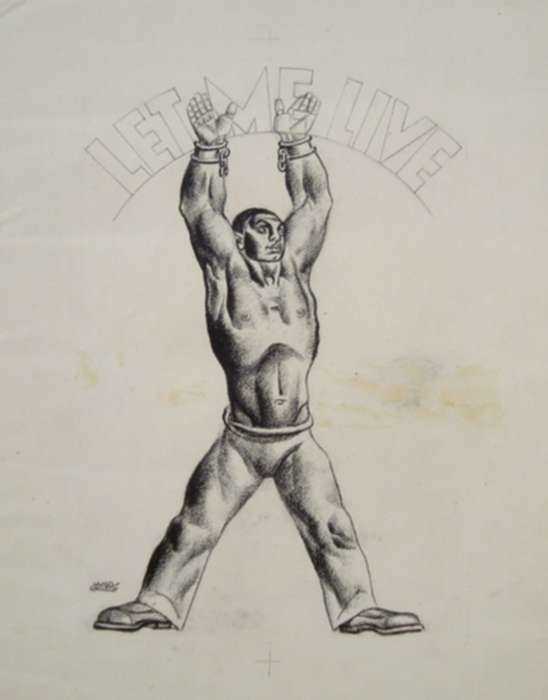 Drawing by Hugo Gellert: Let Me Live, represented by Childs Gallery