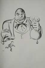 Print By Hugo Gellert: Primary Accumulation, Origin Of The Industrial Capitalist [huge Man Reaching For Small Man Who Is Running] At Childs Gallery