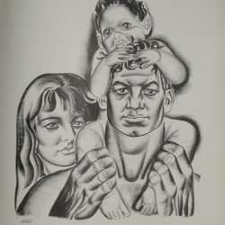 By Hugo Gellert: Simple Reproduction [family With Child On Father's Shoulders] At Childs Gallery