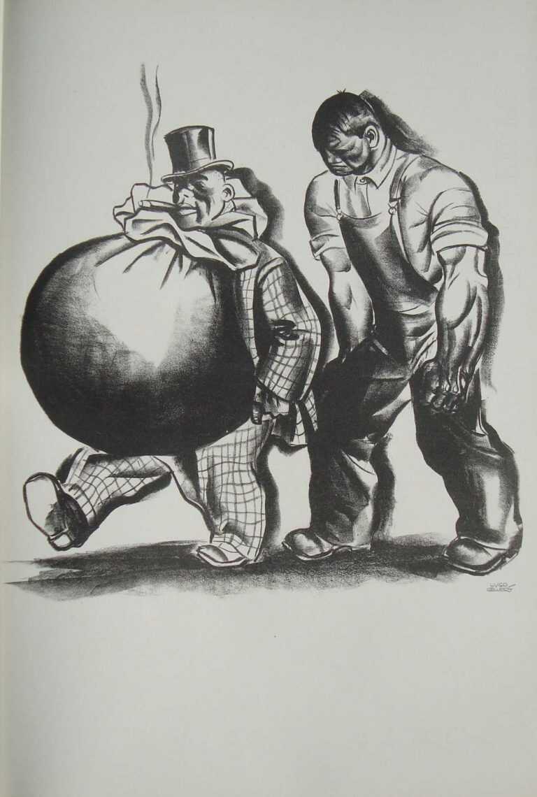 By Hugo Gellert: Transformation Of Money Into Capital, Purchase And Sale Of Labor Power [man With Circular Bag And Top Hat, Followed By Worker] At Childs Gallery