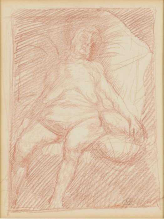 Drawing by Hyman Bloom: Female Nude, represented by Childs Gallery