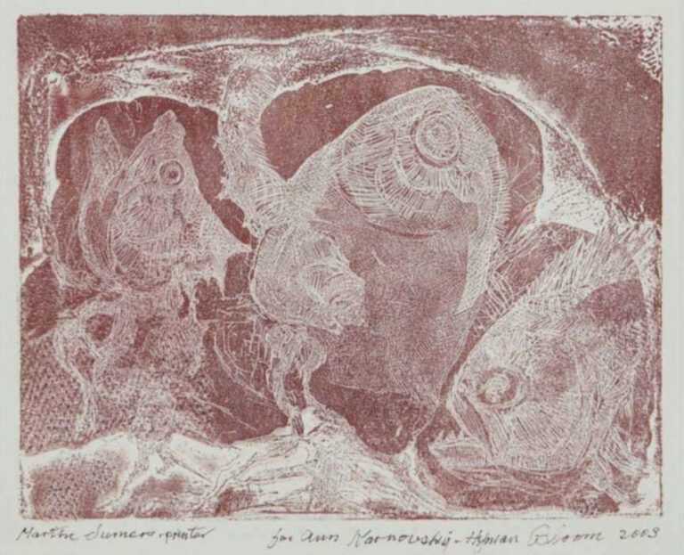 Print by Hyman Bloom: Three Fish, represented by Childs Gallery