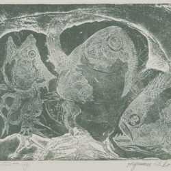 Print by Hyman Bloom: Three Fish, represented by Childs Gallery