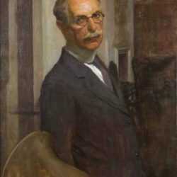 Painting by Ignaz Marcel Gaugengigl: Self Portrait in the Artist's Studio, represented by Childs Gallery