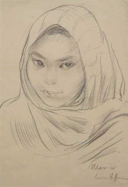 Drawing by Irwin D. Hoffman: [Mexican Girl], represented by Childs Gallery