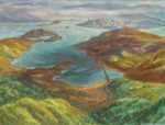 Painting by Irwin D. Hoffman: [View of Tiburon and San Francisco from Mt. Tamalpais], represented by Childs Gallery