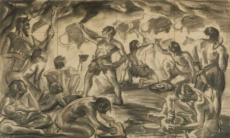 Drawing By Irwin D. Hoffman: [cave Painting] At Childs Gallery