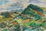 Watercolor by Irwin D. Hoffman: Countryside, Vermont, represented by Childs Gallery