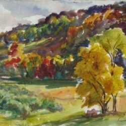 Watercolor by Irwin D. Hoffman: Hillside, Vermont, represented by Childs Gallery