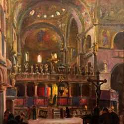 Painting By Irwin D. Hoffman: Interior Of St. Mark's Basilica, Venice At Childs Gallery