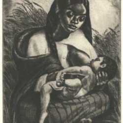 Print by Irwin D. Hoffman: Mexican Mother or Mexican Madonna, represented by Childs Gallery