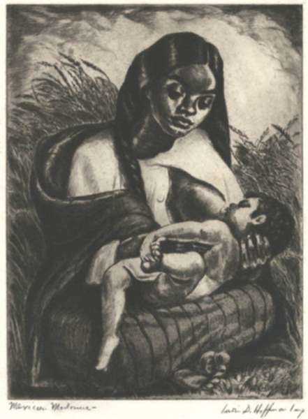 Print by Irwin D. Hoffman: Mexican Mother or Mexican Madonna, represented by Childs Gallery