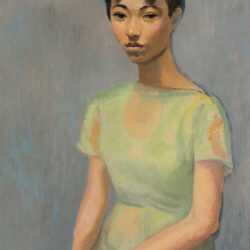 Painting By Isaac Soyer: [seated Woman In Green] At Childs Gallery