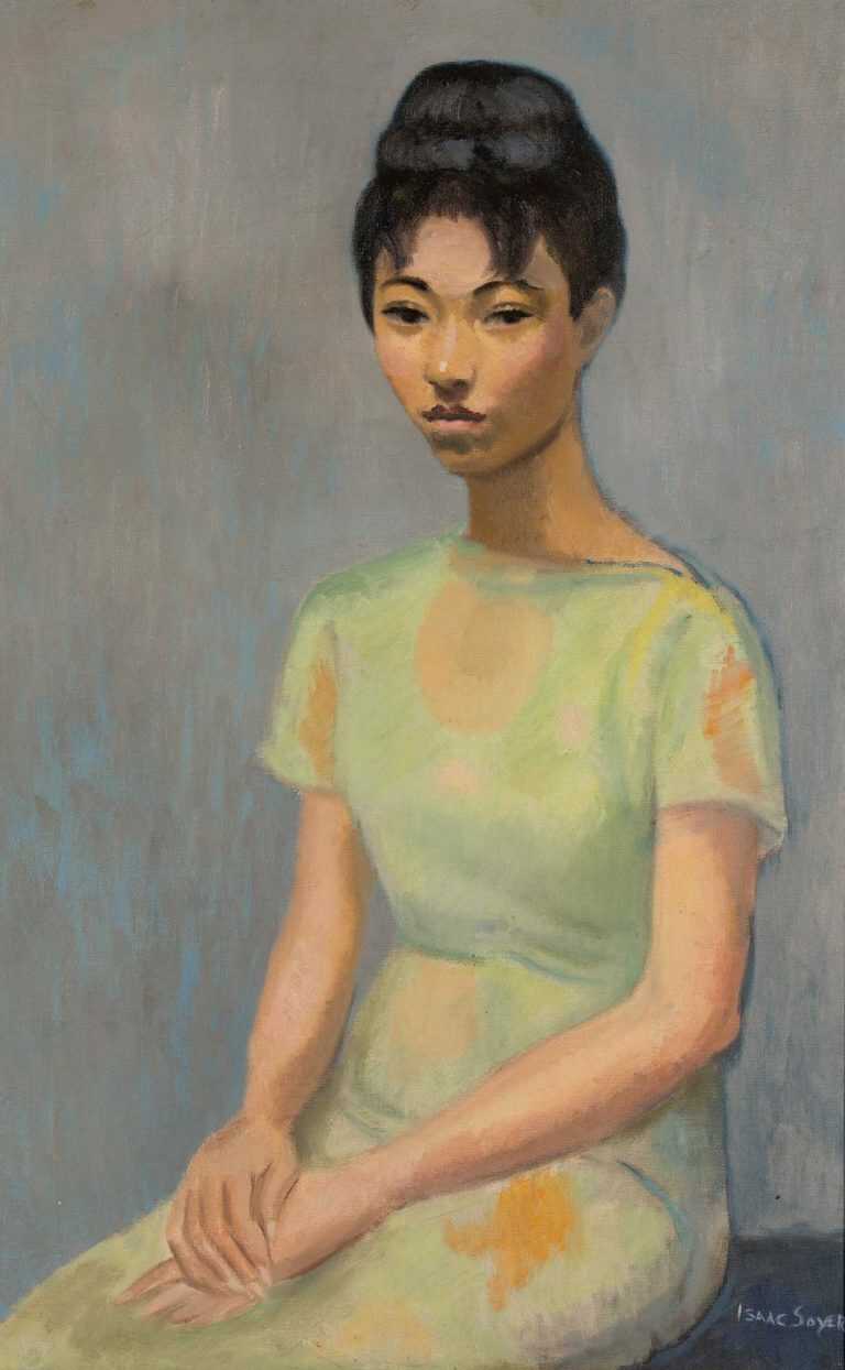 Painting By Isaac Soyer: [seated Woman In Green] At Childs Gallery