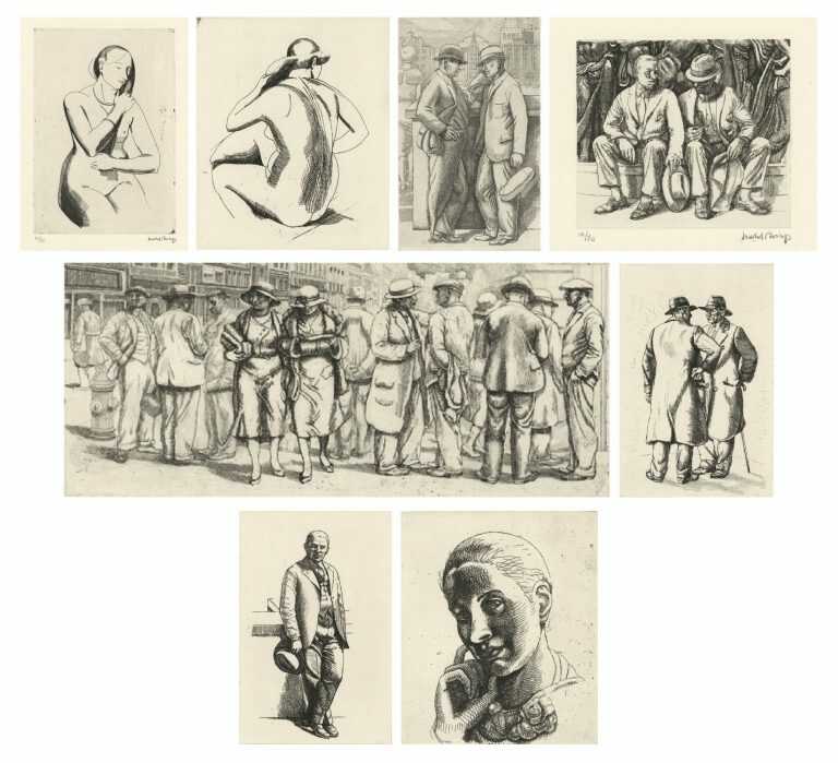 Print by Isabel Bishop: Isabel Bishop: Eight Etchings, 1925 1931, available at Childs Gallery, Boston