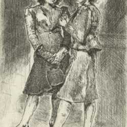 Print by Isabel Bishop: Office Girls, available at Childs Gallery, Boston