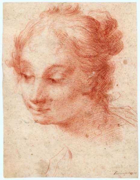 Drawing by Italian School: [Head of a woman], represented by Childs Gallery