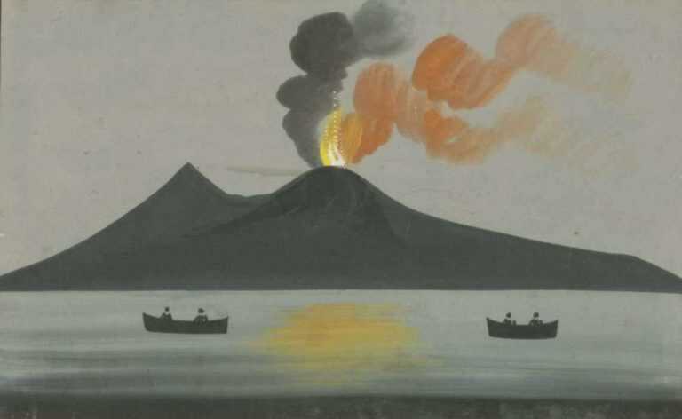 Watercolor by Italian School: [Mt. Vesuvius], represented by Childs Gallery