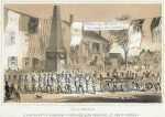Print by J. H. Bufford: Lexington Battle Monument, S. Danvers with Residence of Hon., represented by Childs Gallery