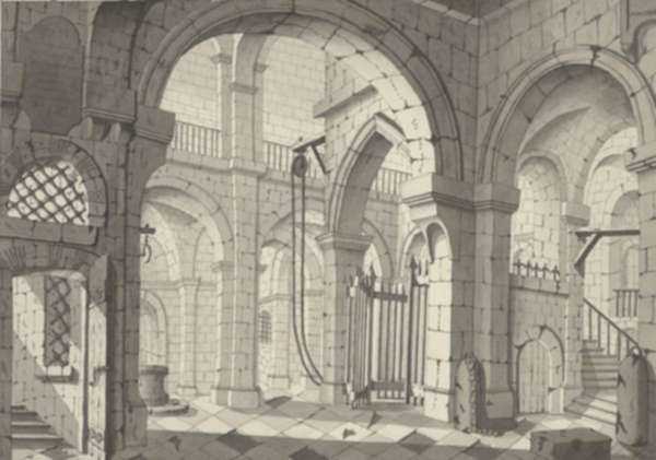 Drawing by J.A. de Tasch: [Prison Stage Design 1], represented by Childs Gallery