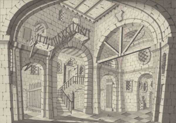 Drawing by J.A. de Tasch: [Prison Stage Design 2], represented by Childs Gallery