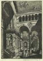 Print by Jacek von Henneberg: [Creatures on and Italian Street], represented by Childs Gallery