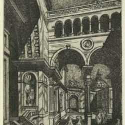 Print by Jacek von Henneberg: [Creatures on and Italian Street], represented by Childs Gallery
