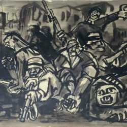 Painting by Jacek von Henneberg: [Soldiers in Battle], represented by Childs Gallery