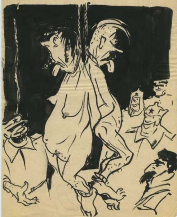 Drawing by Jacek von Henneberg: [Soviet Lynching], represented by Childs Gallery