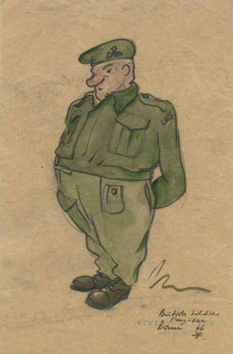 Watercolor by Jacek von Henneberg: British Soldier, represented by Childs Gallery
