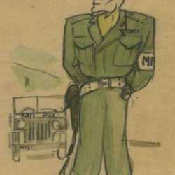 Watercolor by Jacek von Henneberg: Military Policeman, represented by Childs Gallery
