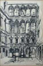 Drawing by Jacek von Henneberg: Palazzo Pisani, represented by Childs Gallery