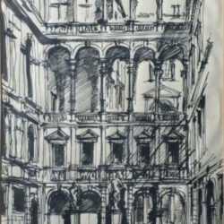 Drawing by Jacek von Henneberg: Palazzo Pisani, represented by Childs Gallery